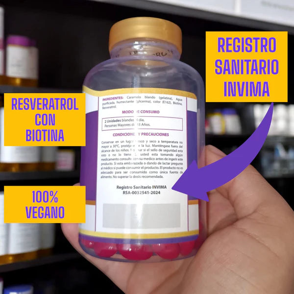 RESVERATROL +  BIOTINA CERTIFICADO